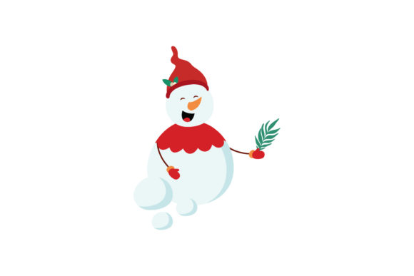 Bring Flowers Cute Snowman Xmas Design Graphics and Illustrations