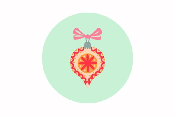 Christmas Flowers Lights Retro Red Graphics and Illustrations