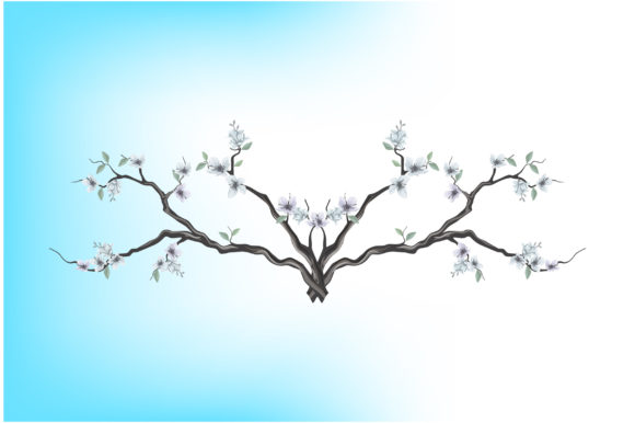 Elegant Cherry Tree with Blossom Flowers Graphics and Illustrations