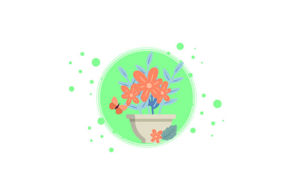 Flowers Decorative Flower Pot Bubble Graphics and Illustrations