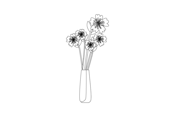 Flowers Decorative in Vase Outline Graphics and Illustrations Review