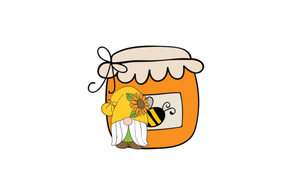 Flowers Gnomes Bee Honey in Jar Svg Graphics and Illustrations Review