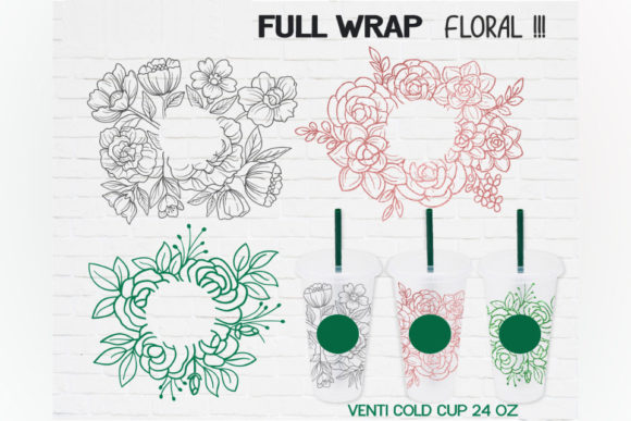 Flowers Three Group Venti Cold Cup 24 Oz Graphics and Illustrations