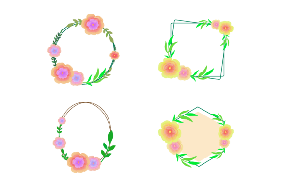 Frame Flowers Set Decoration Graphics and Illustrations