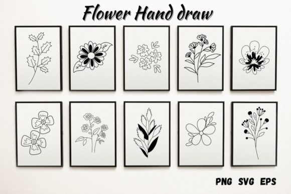 Hand Drawn Flowers Clipart Graphics and Illustrations