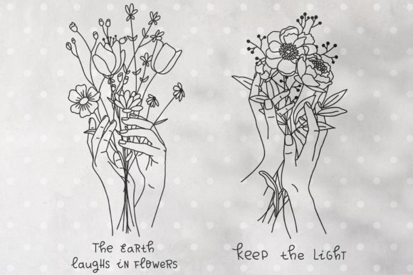 Hand with Bouquets of Flowers Graphics and Illustrations Review
