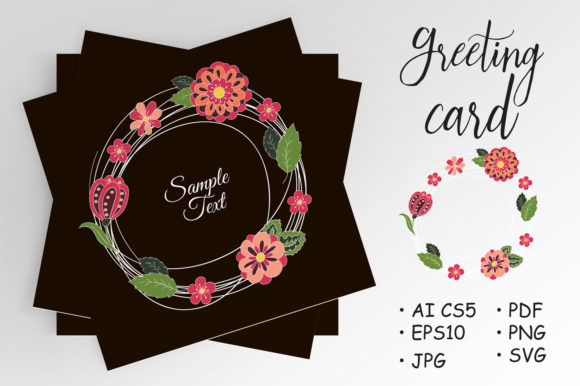 Round Doodle Branches with Flowers Graphics and Illustrations Review