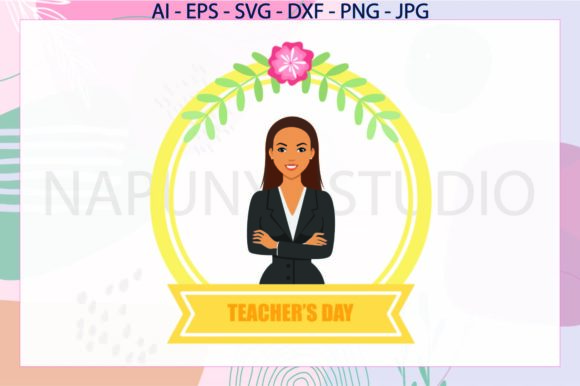 Teacher Badge, Frame Flowers Svg Graphics and Illustrations Review