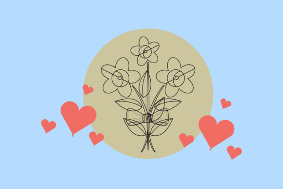Wedding Line Black Flowers Bouquet Graphics and Illustrations Review